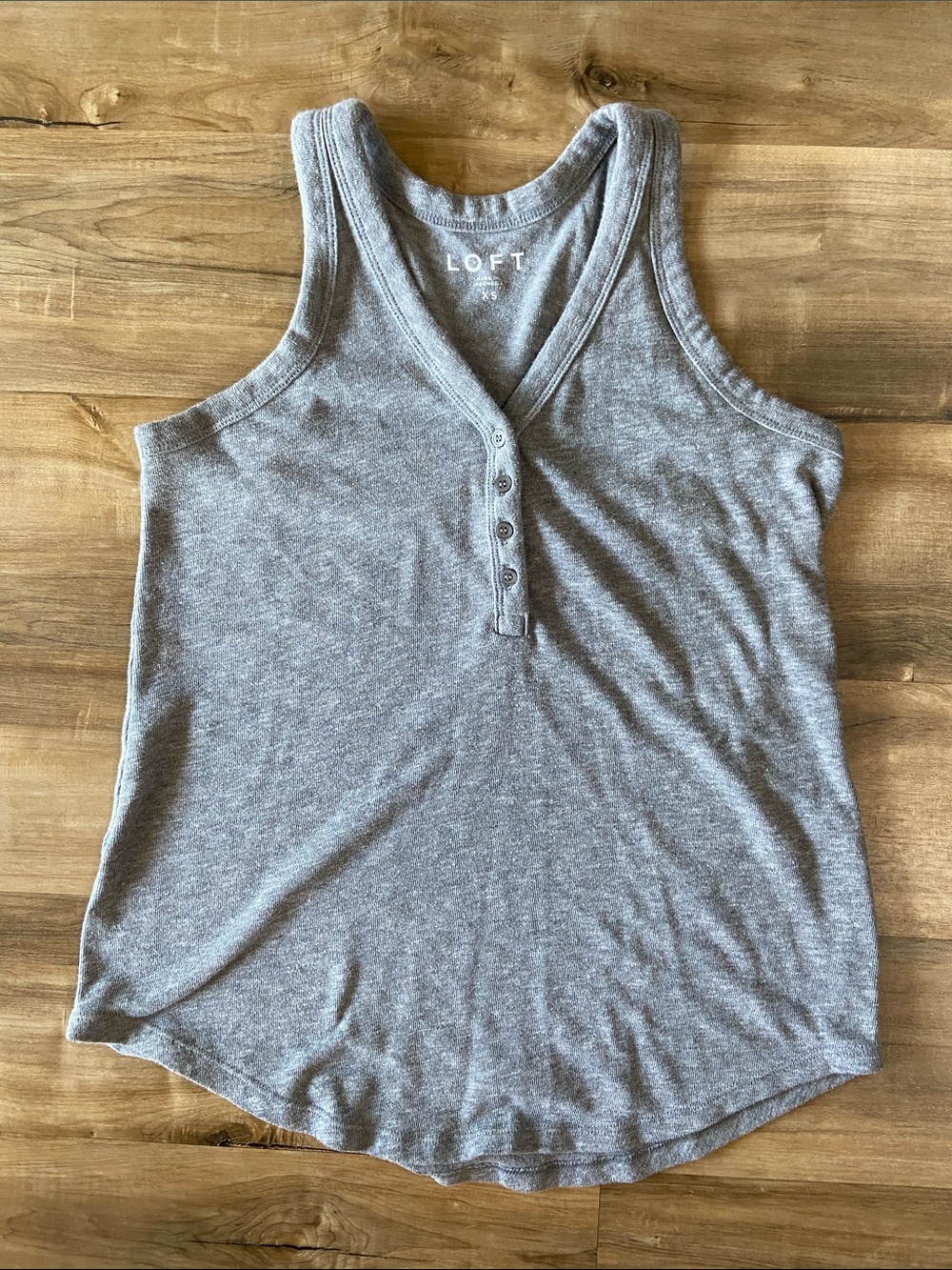 LOFT Light Gray Henley Tank